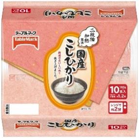 テーブルマークが国産コシヒカリのパックご飯休売